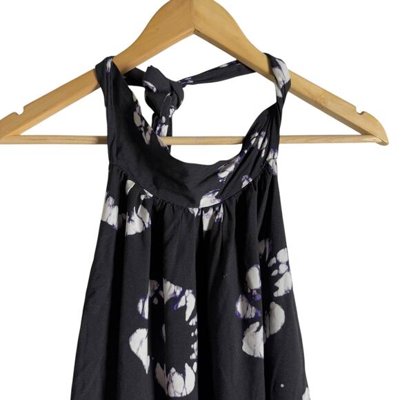 Busayo Collective Hibiscus Floral Print Black Halter Tie Neck Maxi Dress Size XS - Picture 6 of 13